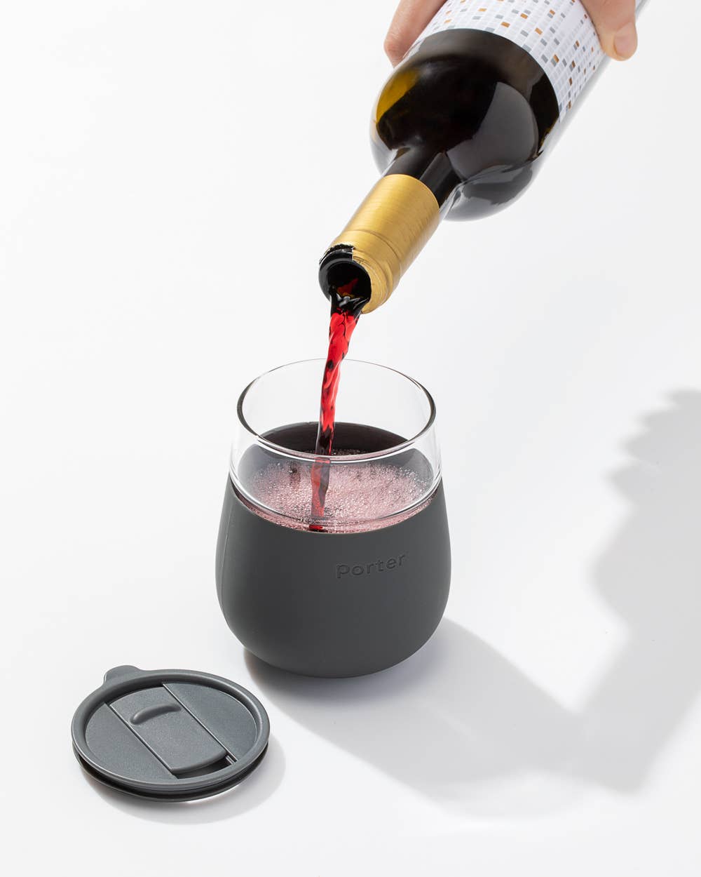 Wine Glass Cup with Silicone Wrap 15 oz: Terrazzo Cream