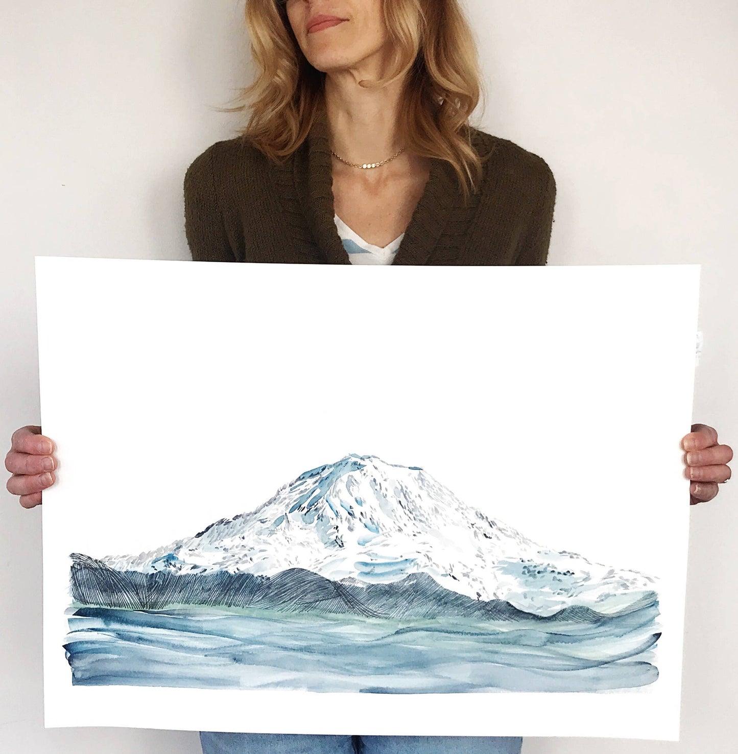Mount Rainier TAHOMA Landscape Painting ART PRINT: Premium Matte Paper, 11 x 14