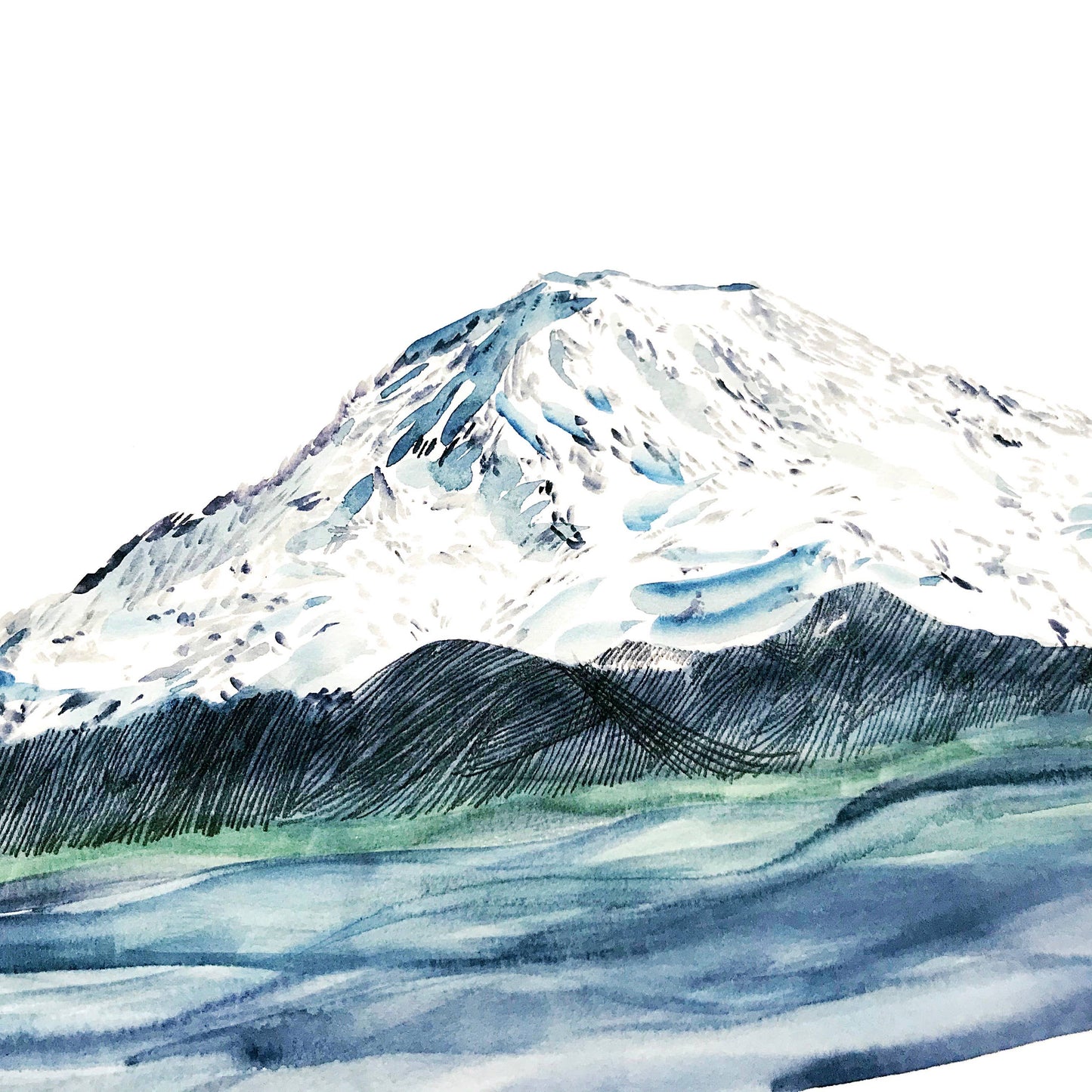 Mount Rainier TAHOMA Landscape Painting ART PRINT: Premium Matte Paper, 11 x 14