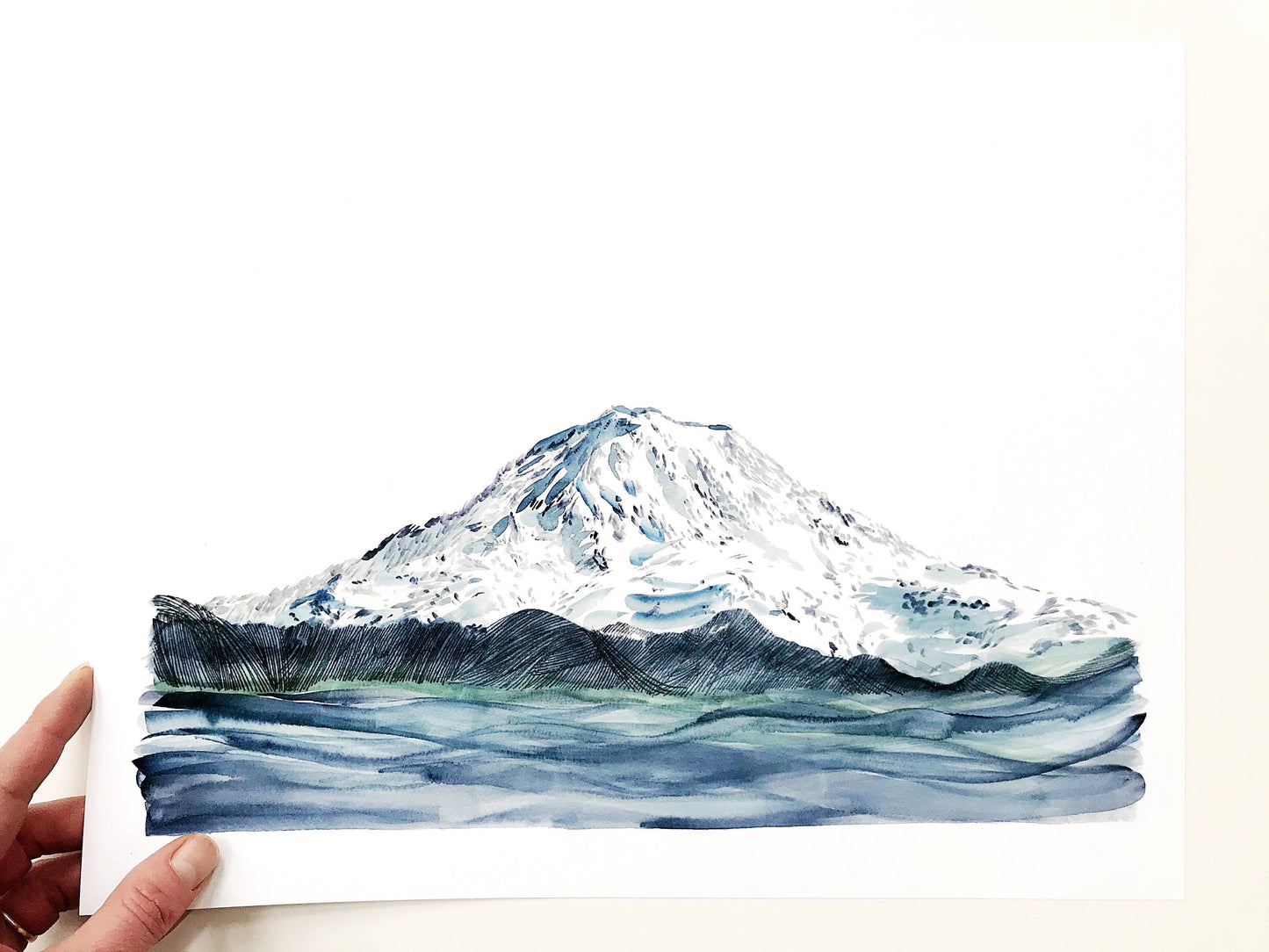 Mount Rainier TAHOMA Landscape Painting ART PRINT: Premium Matte Paper, 11 x 14