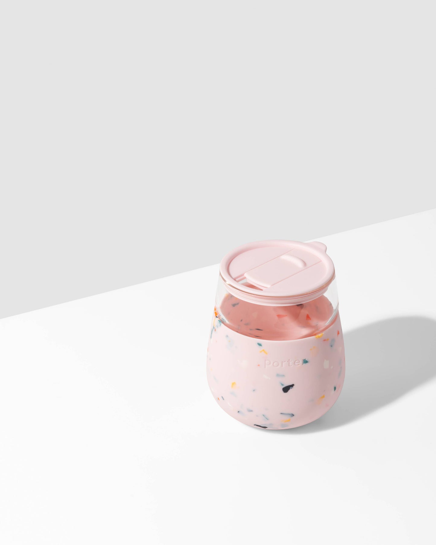 Wine Glass Cup with Silicone Wrap 15 oz: Terrazzo Cream