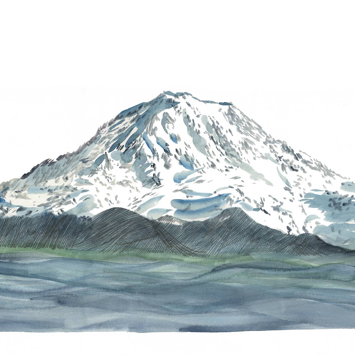 Mount Rainier TAHOMA Landscape Painting ART PRINT: Premium Matte Paper, 11 x 14