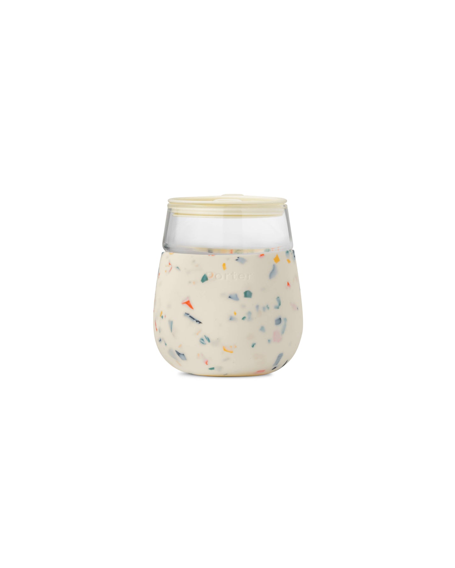Wine Glass Cup with Silicone Wrap 15 oz: Terrazzo Cream
